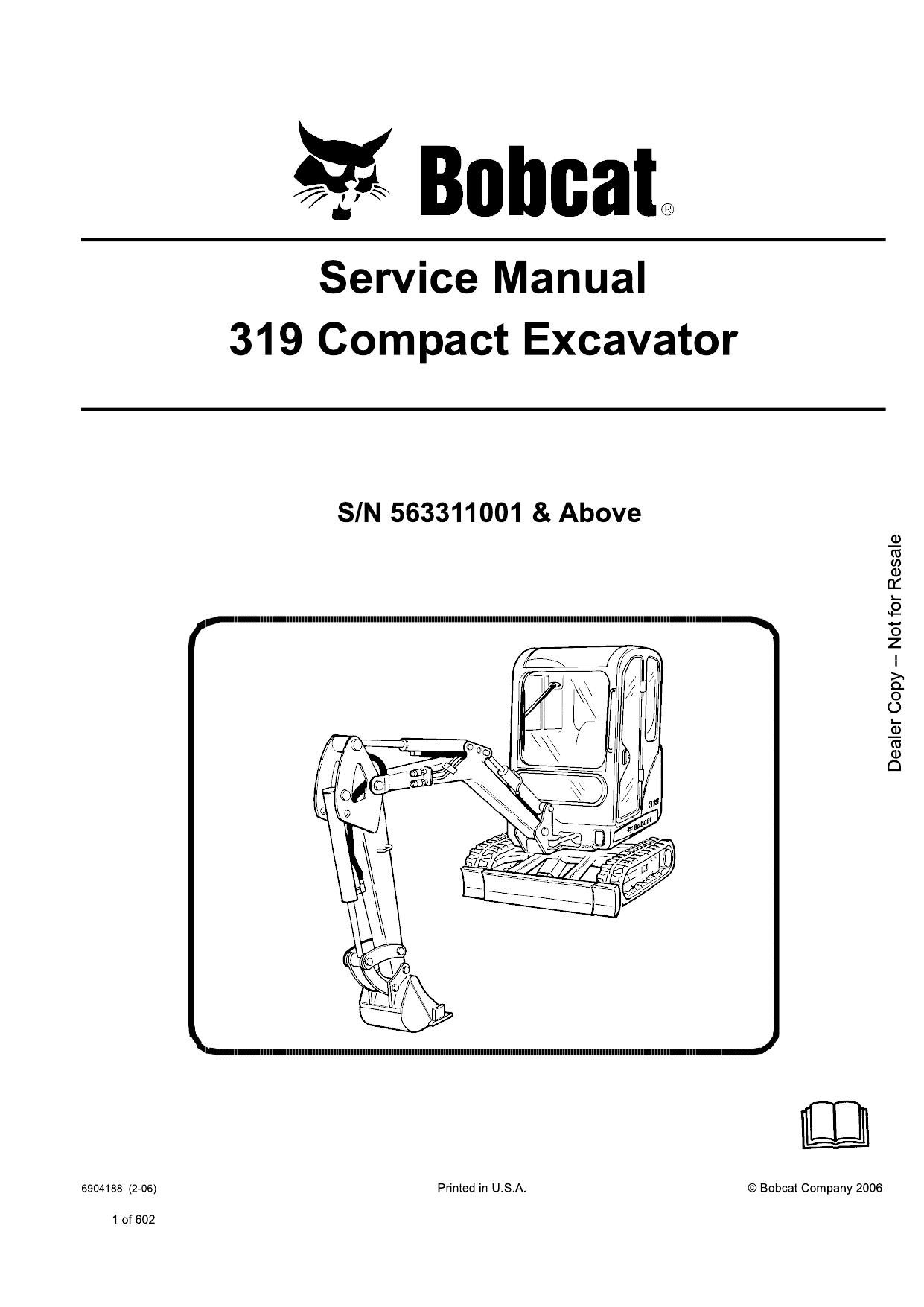 319 Compact Excavator Service Manual Bobcat